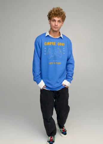 Блакитний світшот чоловічий oversize /no flis/ YAPPI (252386619)