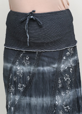 Темно-серая кэжуал цветочной расцветки юбка Xiaoji клешированная