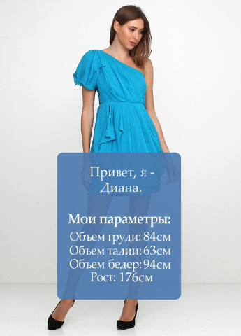 Блакитна коктейльна сукня на одне плече Tibi однотонна