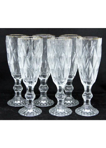 Набір келихів для шампанського Золотий Смарагд 01-052 6 шт 170 мл Olens (253626180)