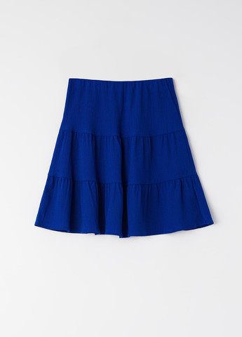Синяя кэжуал однотонная юбка Mohito клешированная