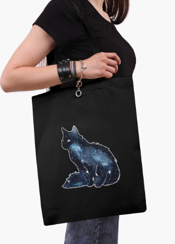 Еко сумка шоппер чорна Кішка (Cat) (9227-1758-BK) екосумка шопер 41*35 см MobiPrint (216642241)