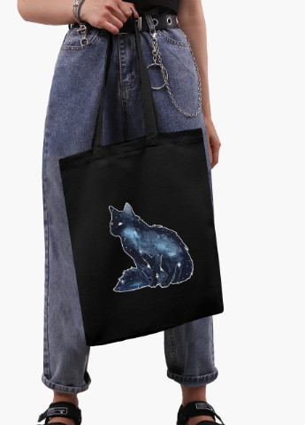 Эко сумка шоппер черная Кошка (Cat) (9227-1758-BK) экосумка шопер 41*35 см MobiPrint (216642241)