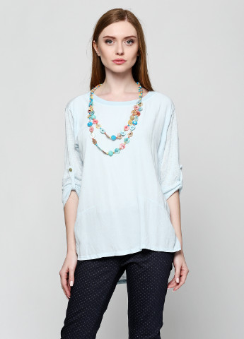 Голубой демисезонный комплект (блуза, бусы) Coki