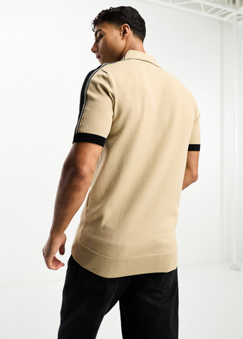 Бежевая футболка-поло для мужчин Karl Lagerfeld в полоску