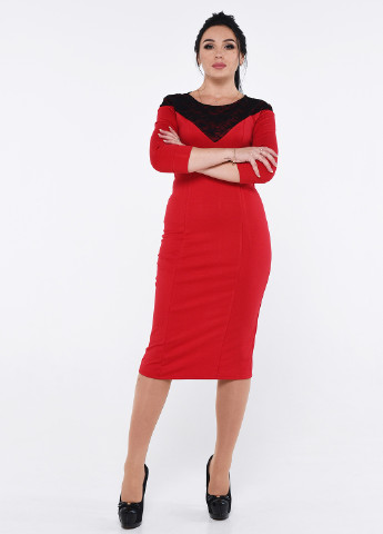 Красное деловое платье футляр Alpama однотонное
