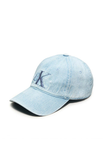 Кепка Calvin Klein бейсболка логотип голубая джинсовая хлопок