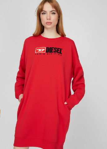 Красное кэжуал платье платье-свитшот Diesel однотонное