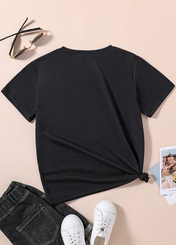 Чорна літня футболка SHEIN