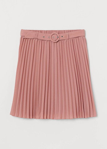 Светло-розовая кэжуал однотонная юбка H&M плиссе
