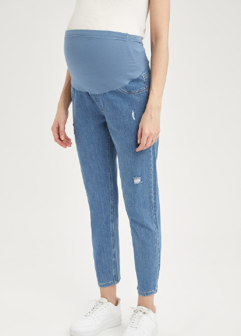 Синие демисезонные зауженные, укороченные джинсы для беременных DeFacto