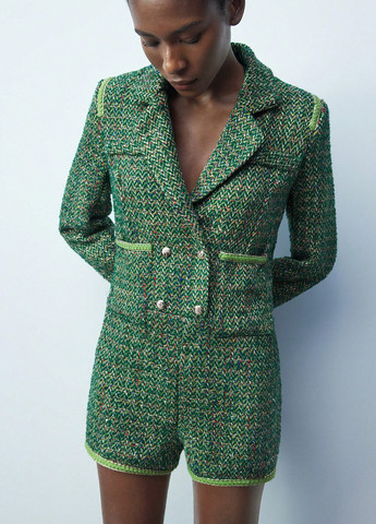 Комбинезон SHEIN комбинезон-шорты зелёный кэжуал полиэстер