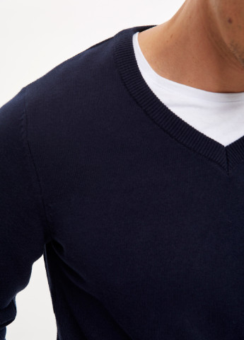Темно-синий зимний полувер пуловер DeFacto