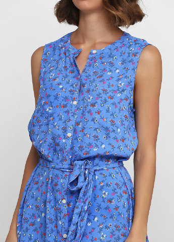 Синее кэжуал платье а-силуэт Gap с цветочным принтом