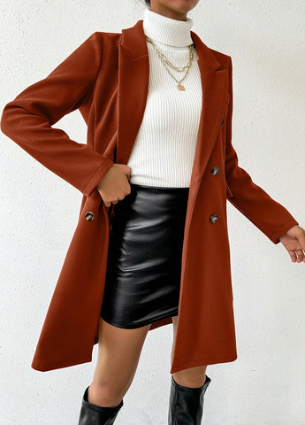 Рожево-коричневе демісезонне Пальто двобортне SHEIN