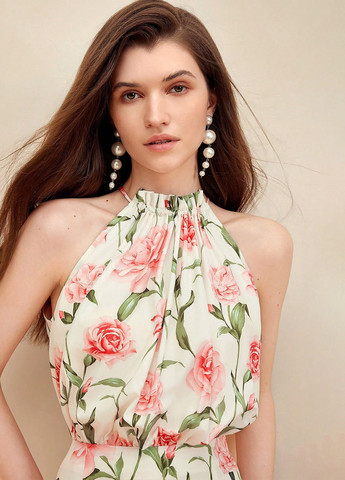 Молочна кежуал сукня а-силует SHEIN з квітковим принтом