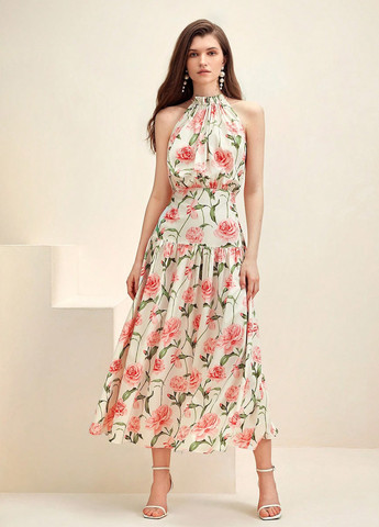 Молочна кежуал сукня а-силует SHEIN з квітковим принтом