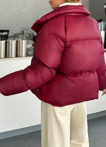 Бордовая зимняя куртка SHEIN