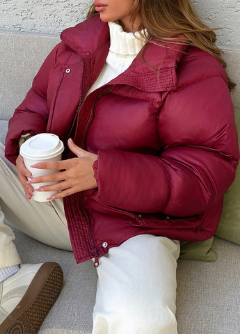 Бордовая зимняя куртка SHEIN