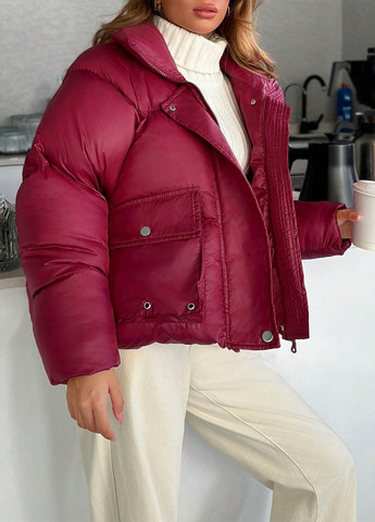 Бордовая зимняя куртка SHEIN