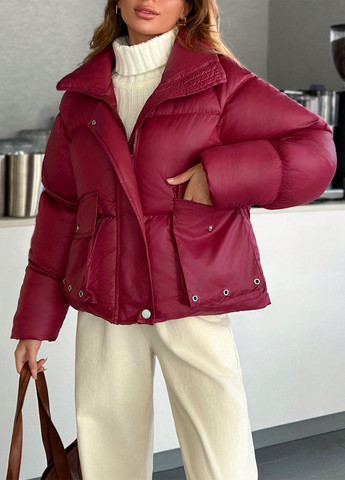 Бордовая зимняя куртка SHEIN