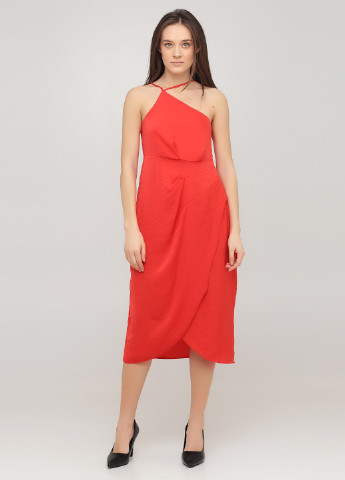 Красное коктейльное платье Asos однотонное