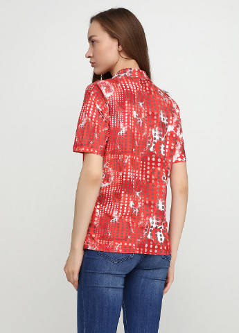 Красная женская футболка-поло BRANDTEX CLASSIC с абстрактным узором