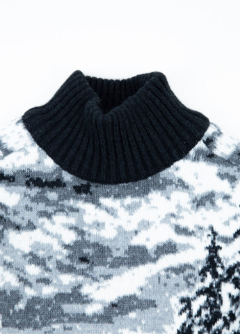 Чорний демісезонний светр чоловічий чорний зимовий принт з ялинками Pulltonic