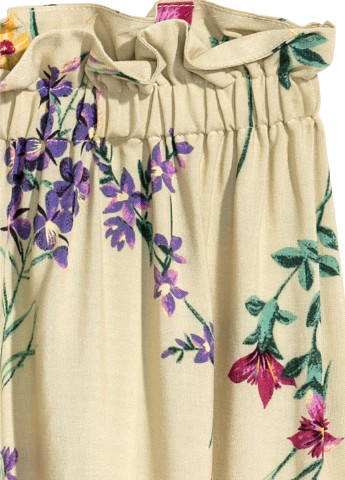 Светло-бежевая кэжуал цветочной расцветки юбка H&M миди