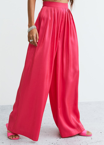 Розовые кэжуал демисезонные клеш, прямые, палаццо брюки H&M