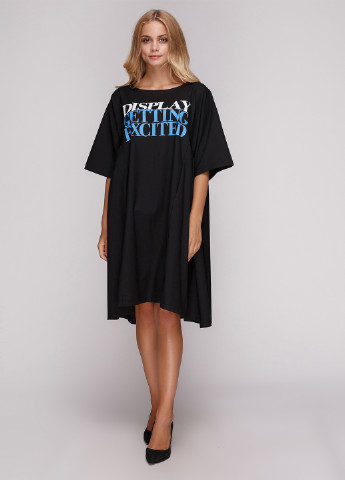 Черное кэжуал платье платье-футболка Kristina Mamedova с надписью