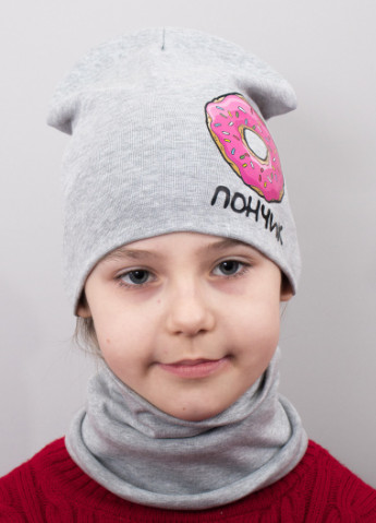Дитяча шапка з хомутом КАНТА "Пончик" розмір 48-52 сірий (OC-811) Канта (220180422)