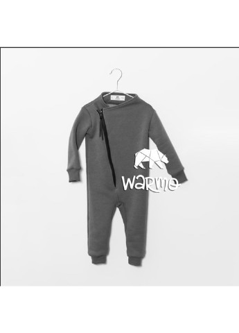 Светло-серый демисезонный комбинезон детский с начесом ™ графит Warmo