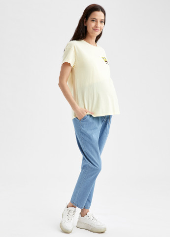 Темно-голубые демисезонные зауженные джинсы для беременных DeFacto