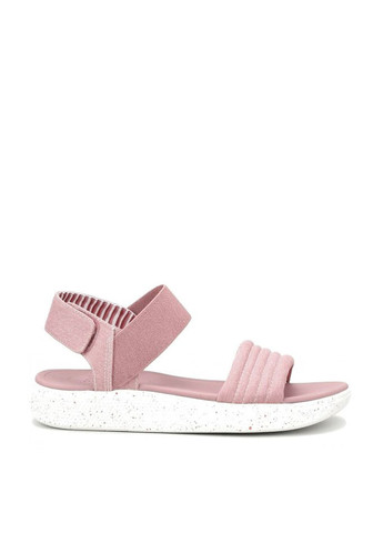 Женские кэжуал сандалии Skechers светло-розового цвета на липучке с белой подошвой