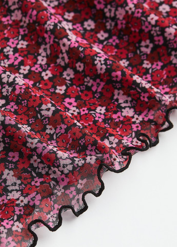 Темно-красное кэжуал платье клеш H&M с цветочным принтом