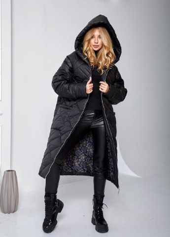 Черная зимняя женская теплая куртка Hand Made