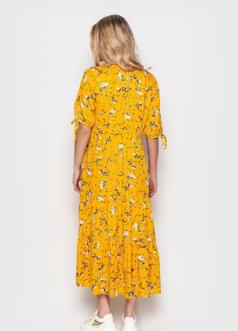 Желтое кэжуал платье колокол BeART с цветочным принтом