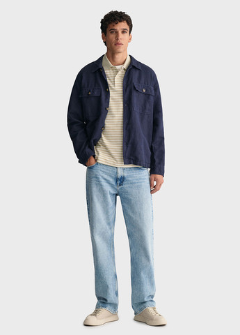 Бежевая футболка-поло для мужчин Gant в полоску