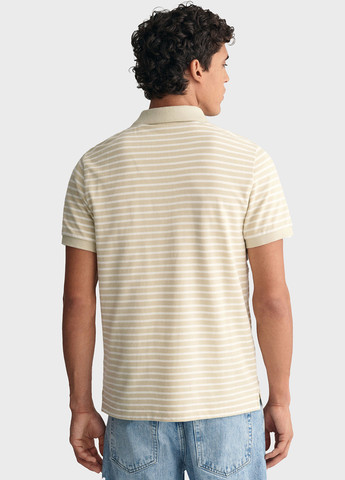 Бежевая футболка-поло для мужчин Gant в полоску