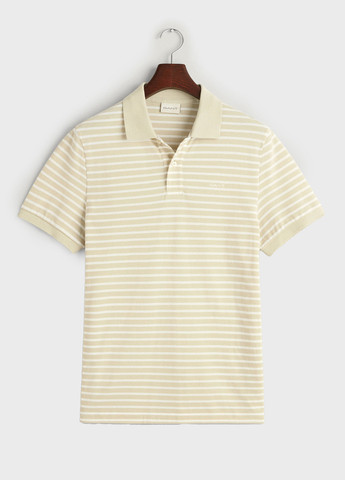 Бежевая футболка-поло для мужчин Gant в полоску