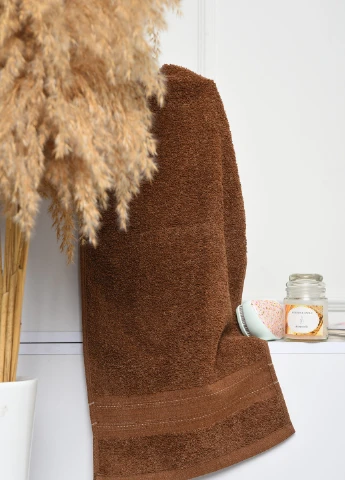Полотенце кухонное махровое коричневого цвета Let's Shop однотонный коричневый