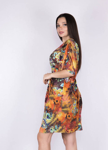 Комбинированное кэжуал платье на запах Time of Style с абстрактным узором