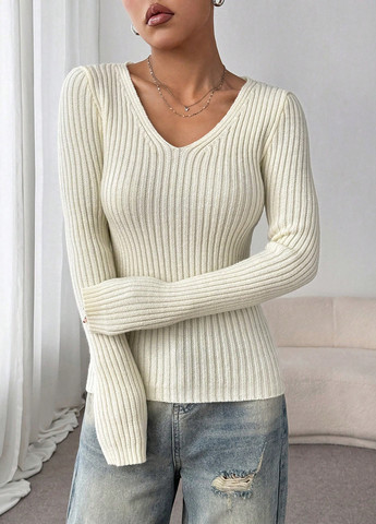 Кремовий демісезонний пуловер пуловер SHEIN