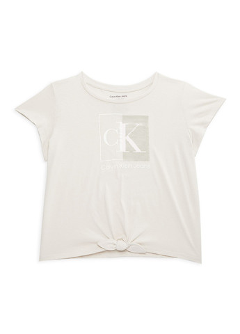 Бежевая летняя футболка Calvin Klein