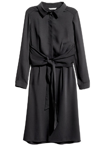 Черное кэжуал платье клеш, рубашка H&M однотонное