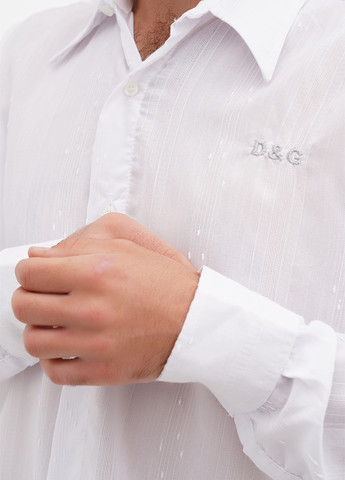 Белая кэжуал рубашка однотонная No Brand