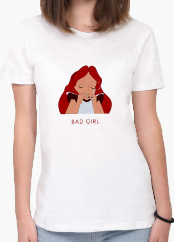 Біла демісезон футболка жіноча аліса погана дівчинка дісней (alice is a bad girl disney) білий (8976-1441) xxl MobiPrint