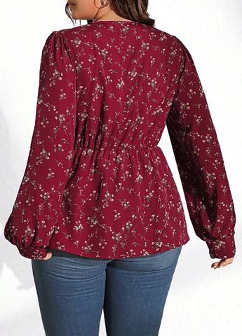 Бордовая блуза на запах SHEIN