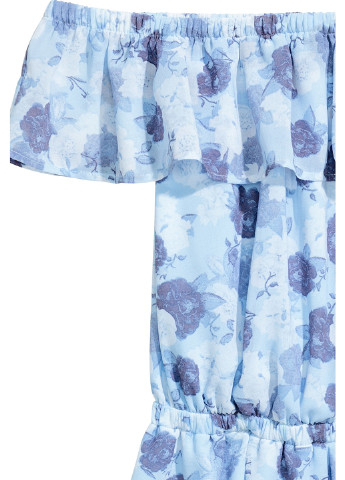 Комбінезон H&M комбінезон-шорти квітковий блакитний кежуал поліестер